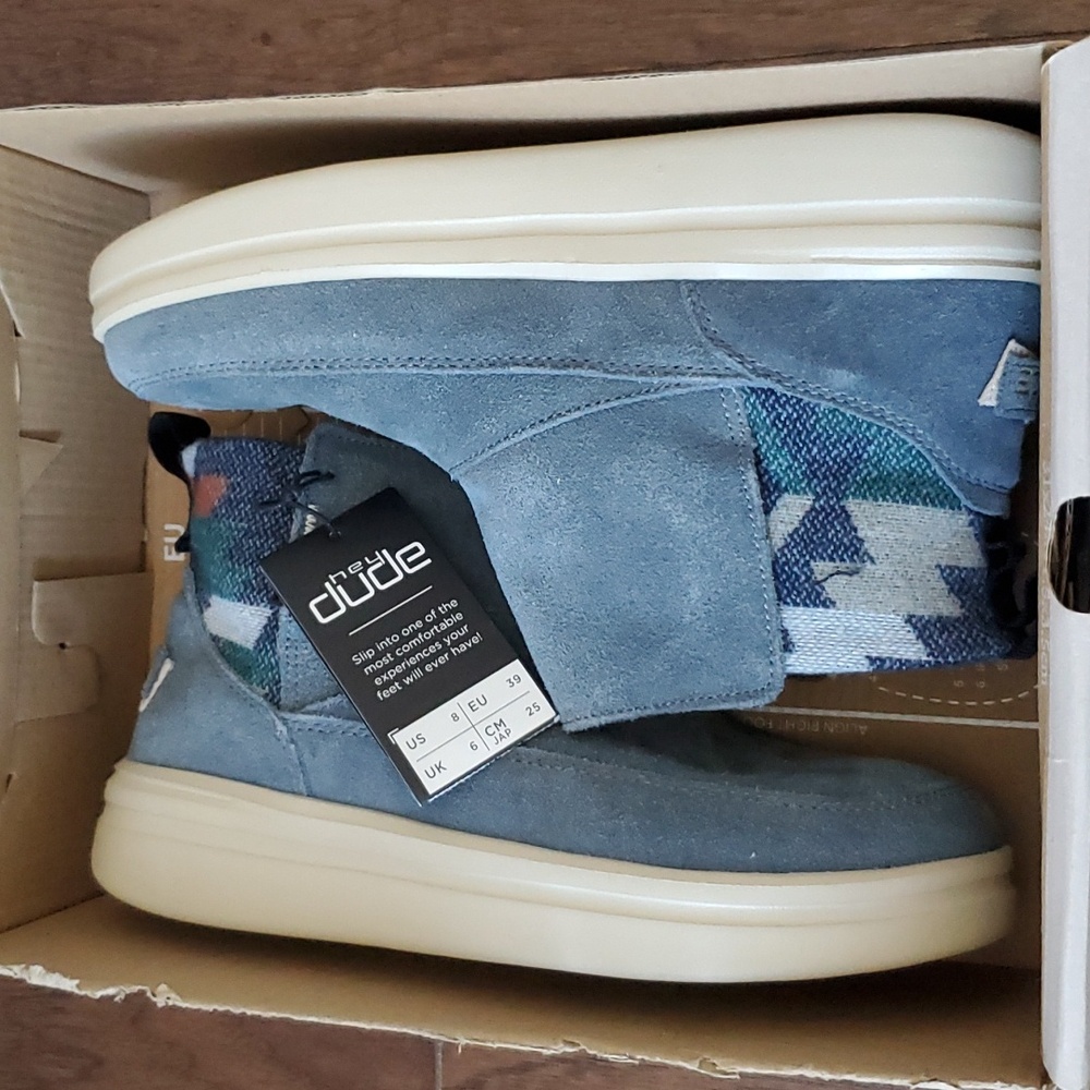 RARE HEY DUDE MEL  SUEDE ORION BLUE - Picture 2 of 9